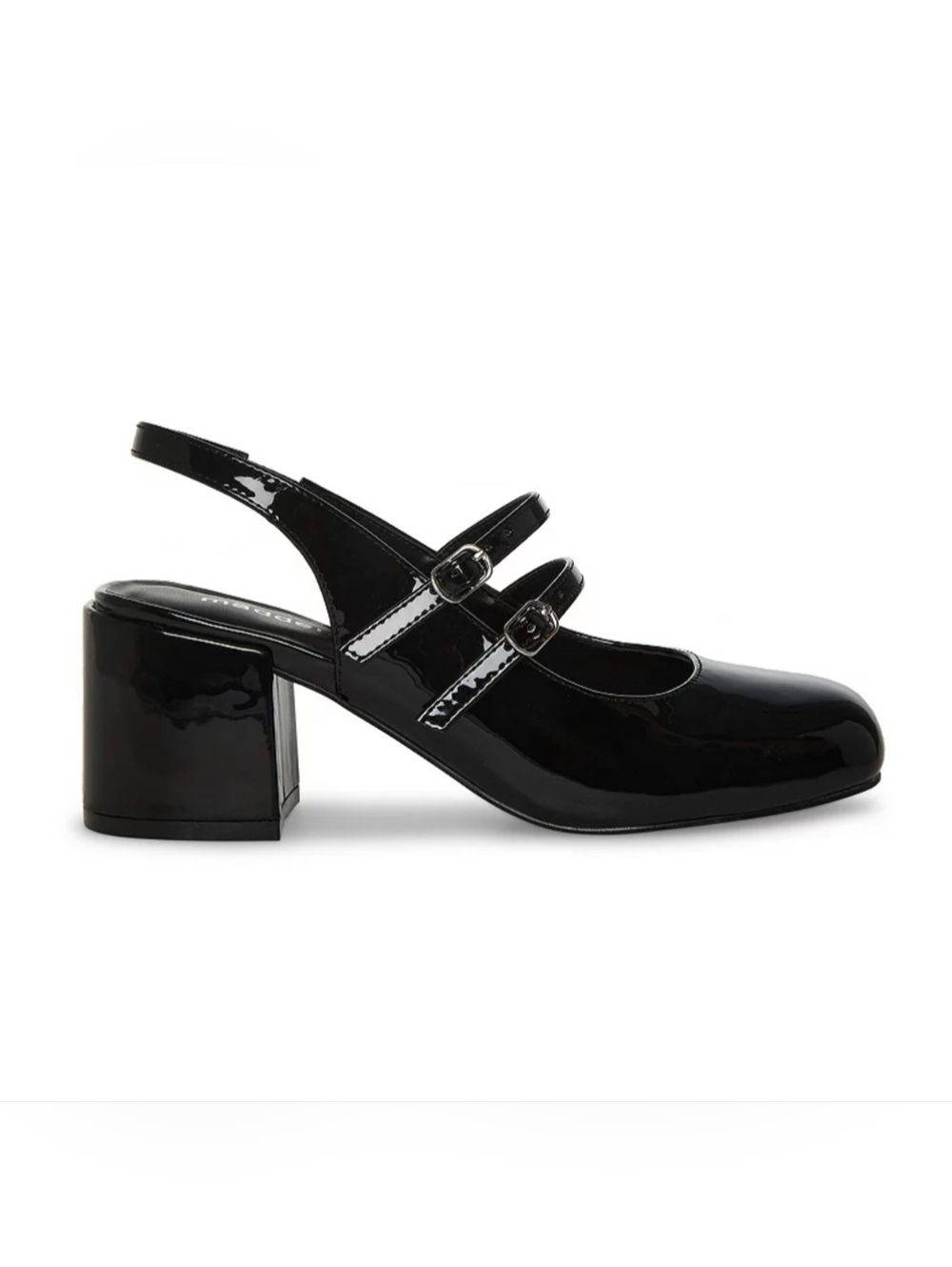 Madden Girl Black Patent Double Strap Mary Jane Pumps Square Toe Size 7.5
